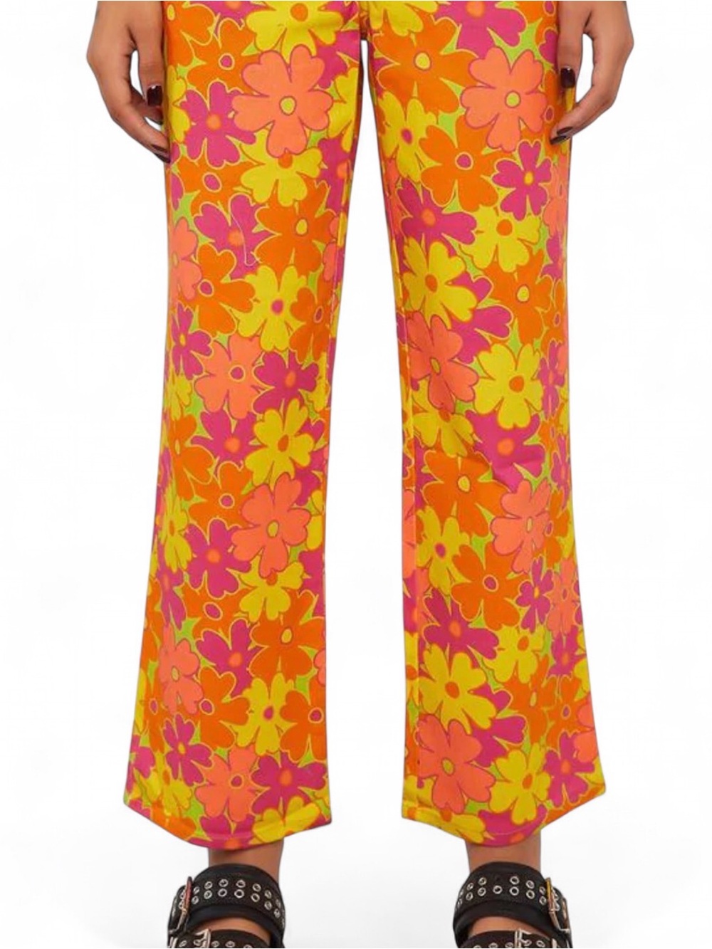 Another Girl High Waisted Floral Cropped Jeans